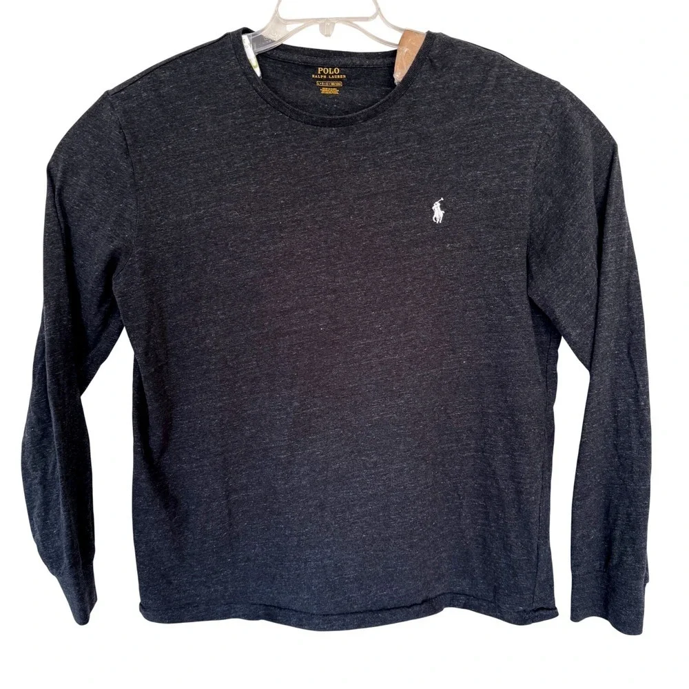 Polo Ralph Lauren Long Sleeve Pullover T-Shirt Charcoal Grey Heather Pony Mens L
